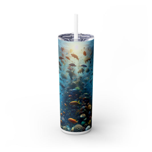 "Récif scintillant : un pays des merveilles sous-marines coloré" - The Alien Maars® Skinny Tumbler avec paille 20oz