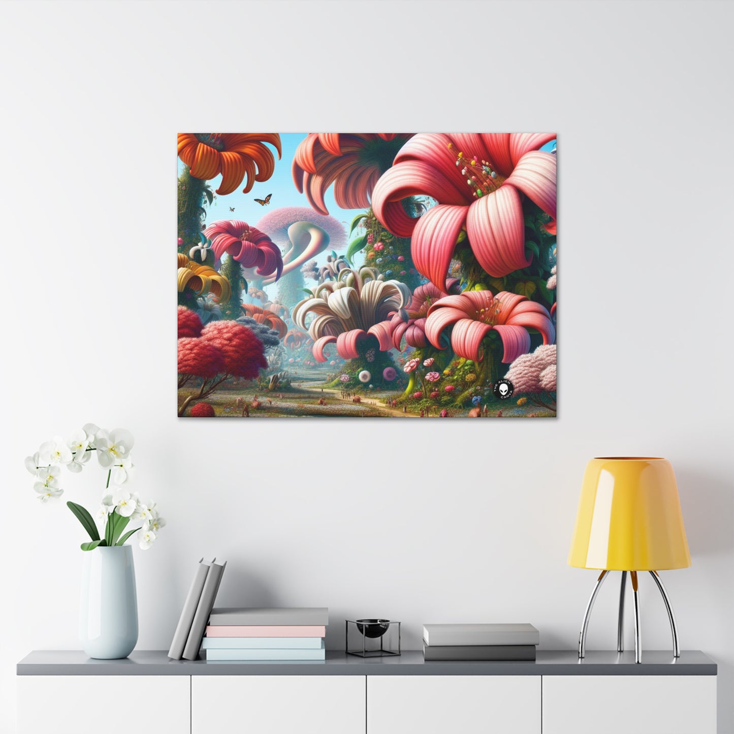 « Jardin fantaisiste : grandes fleurs et petites créatures » - The Alien Canva