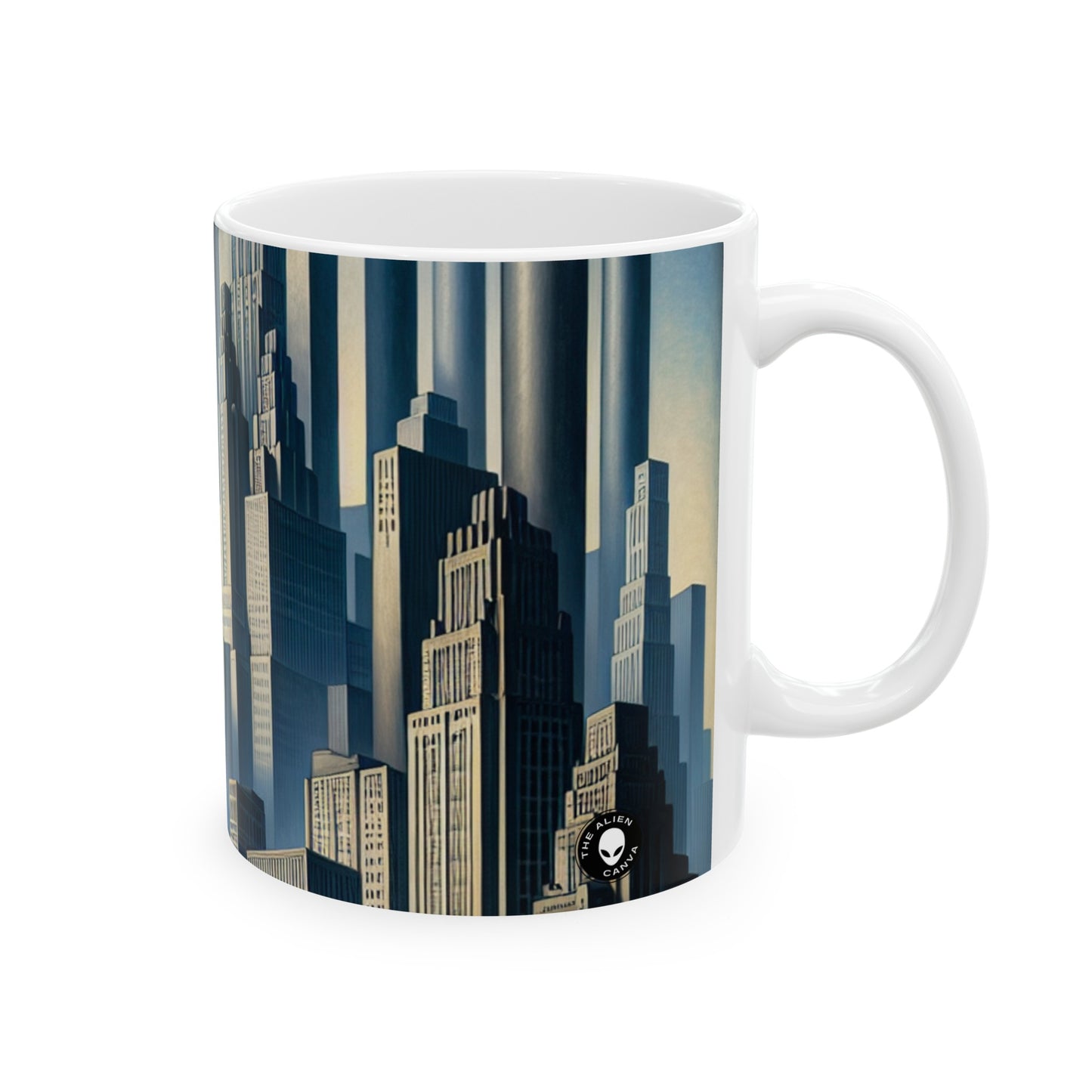 "Modern Metropolis: A Precisionism Perspective" - The Alien Ceramic Mug 11oz Precisionism