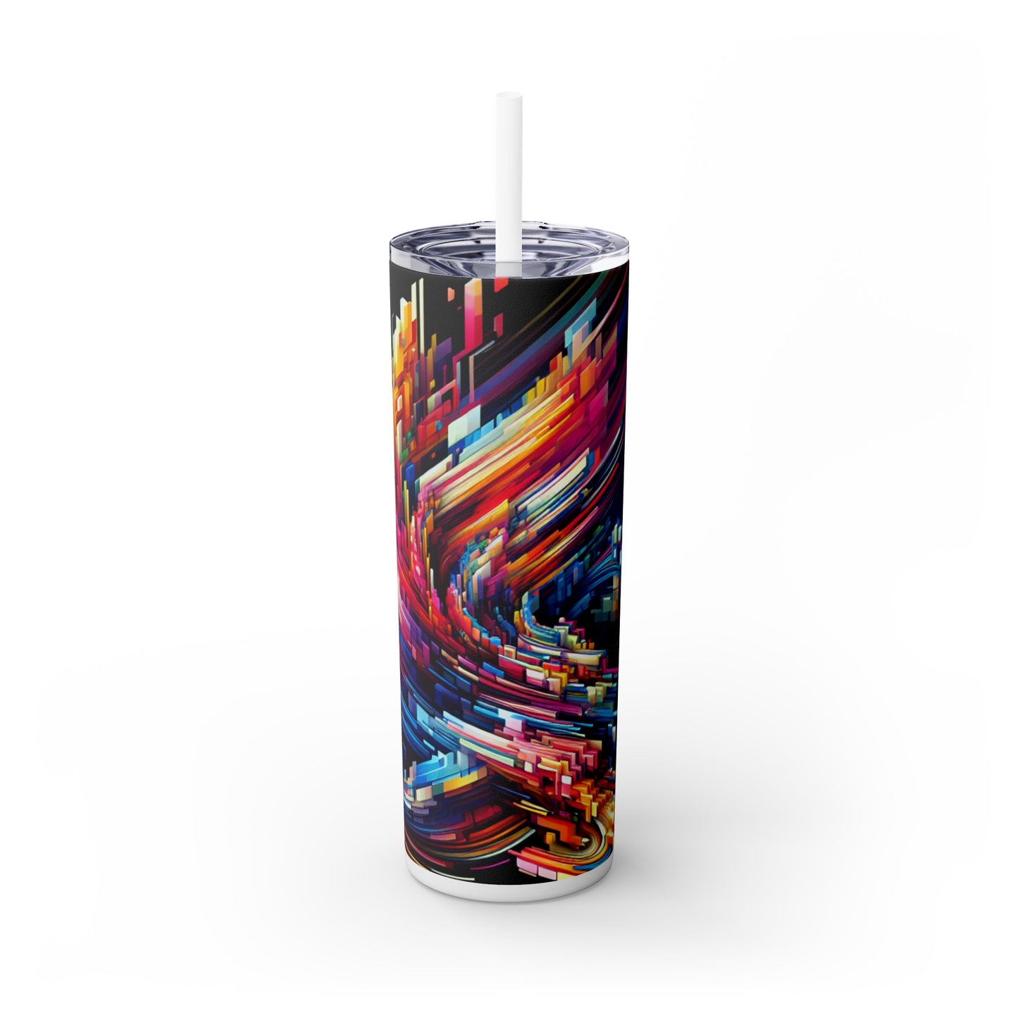 "ChronoSynthesis: A Visual Exploration of Time Perception" - The Alien Maars® Skinny Tumbler with Straw 20oz Video Art