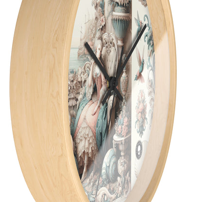 "Enchantement dans les jardins pastel : Rococo Fairy Princess" - L'horloge murale Alien Rococo