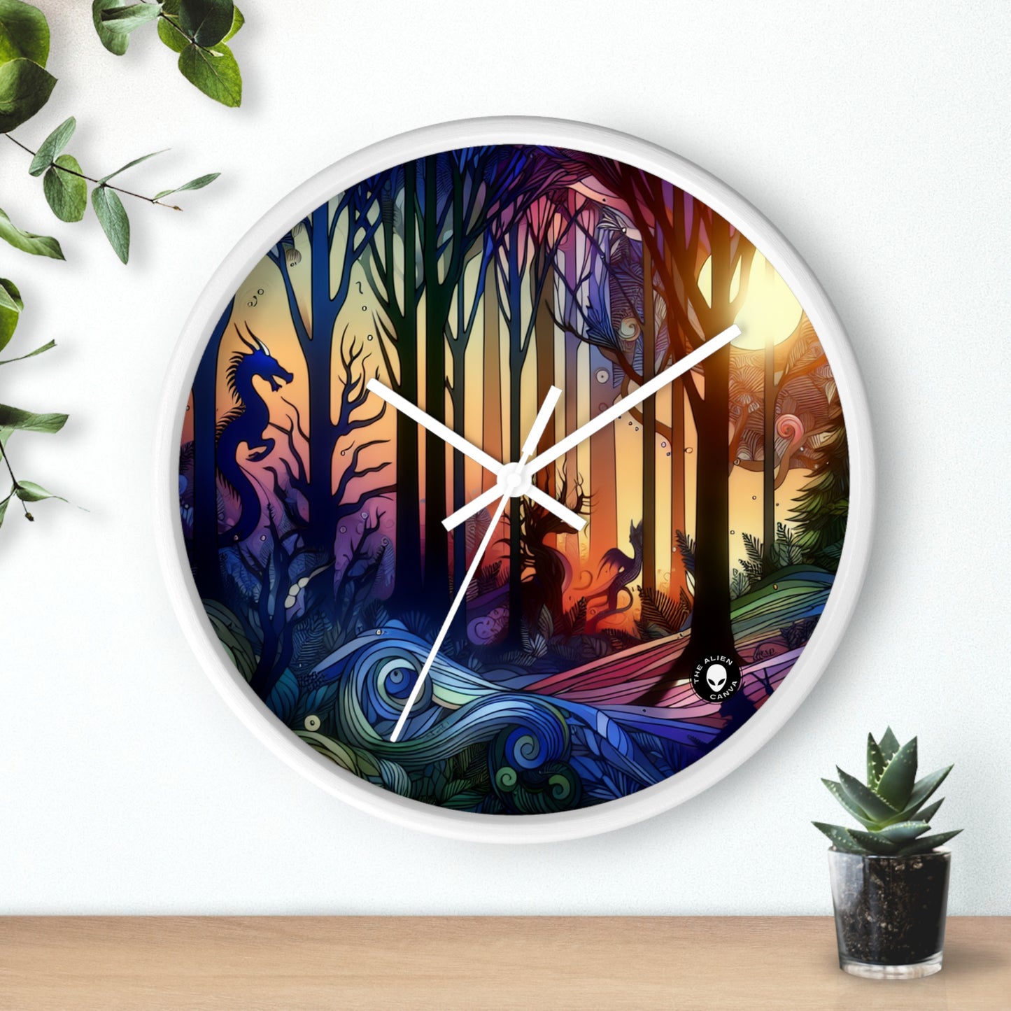 "Mystical Twilight: Creatures in the Forest" - The Alien Wall Clock