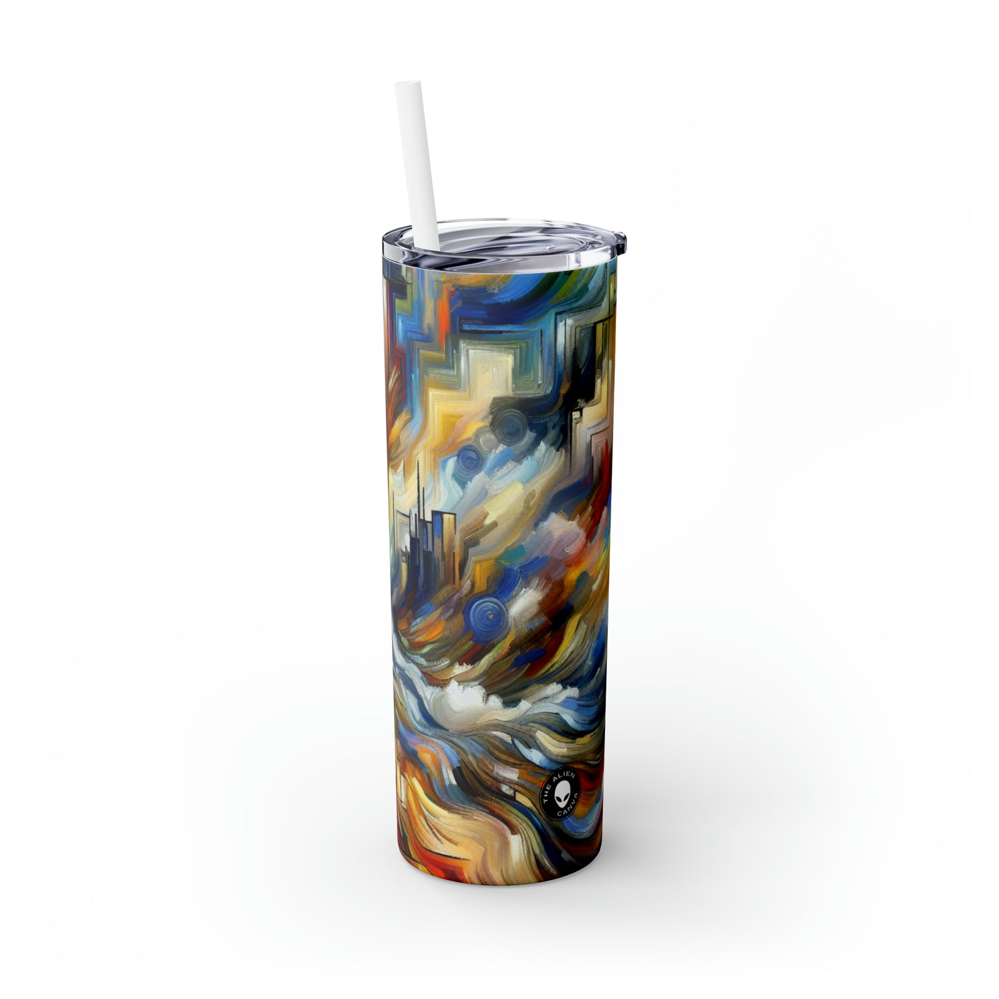 "Storm of Emotions" - The Alien Maars® Skinny Tumbler with Straw 20oz Expressionism