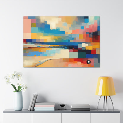 "Sunset Serenity : Peinture de champs de couleurs pastel doux" - La peinture de champs de couleurs Alien Canva