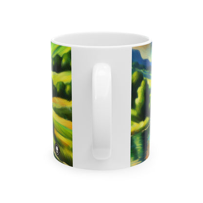 "Serenity at Sunset: An Impressionistic Meadow" - The Alien Ceramic Mug 11oz Impressionism