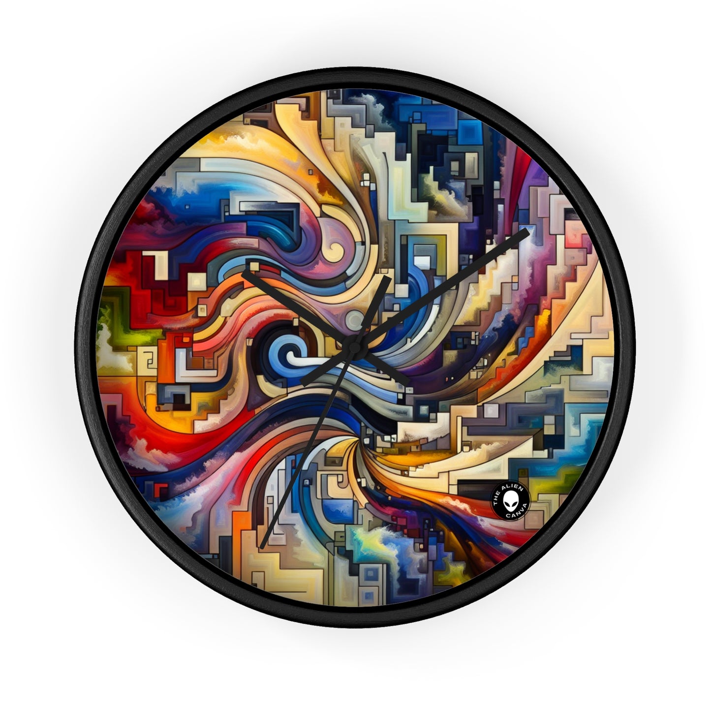 "Azul Sereno: Arte Abstracto con Formas Geométricas" - El Reloj de Pared Alien Arte Abstracto