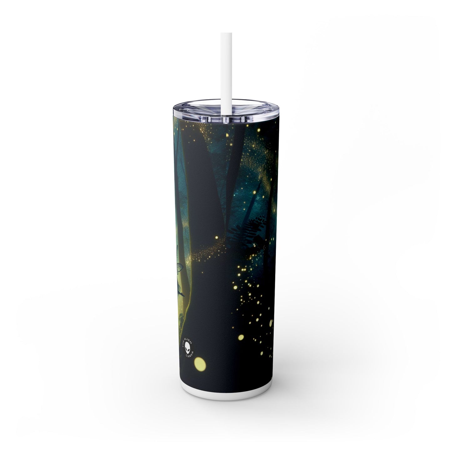 "Enchanted Forest: Firefly Dance" - The Alien Maars® Skinny Tumbler with Straw 20oz