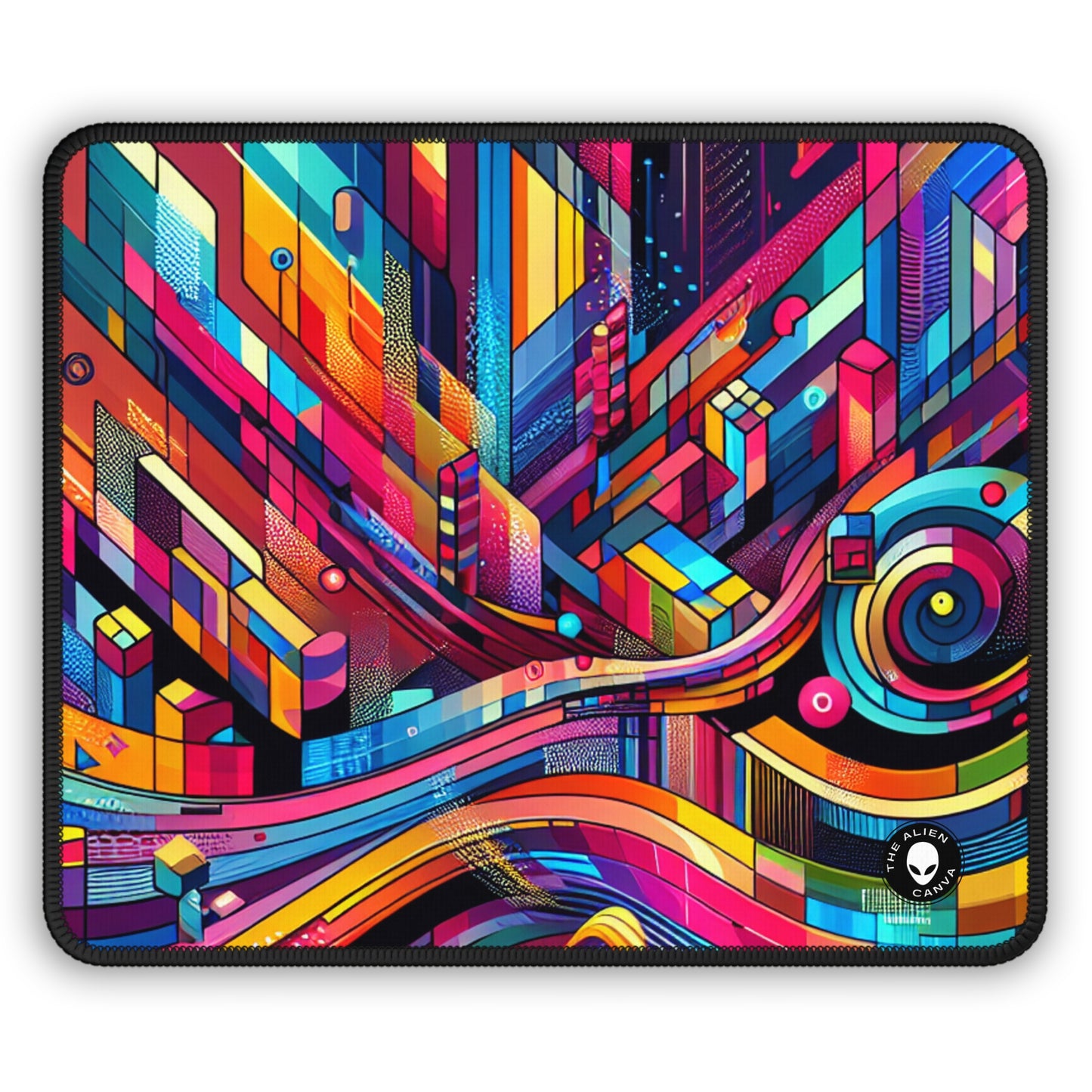 "Neon Metropolis : Un paysage urbain futuriste" - Le tapis de souris Alien Gaming Mouse Pad Art numérique