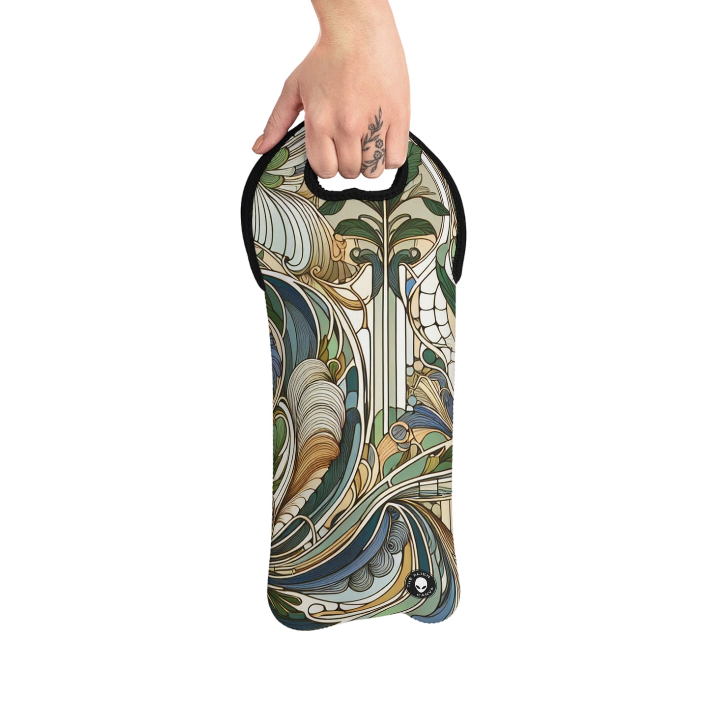 "Moonlit Enchantment: A Mystical Serenade in Art Nouveau" - The Alien Wine Tote Bag Art Nouveau