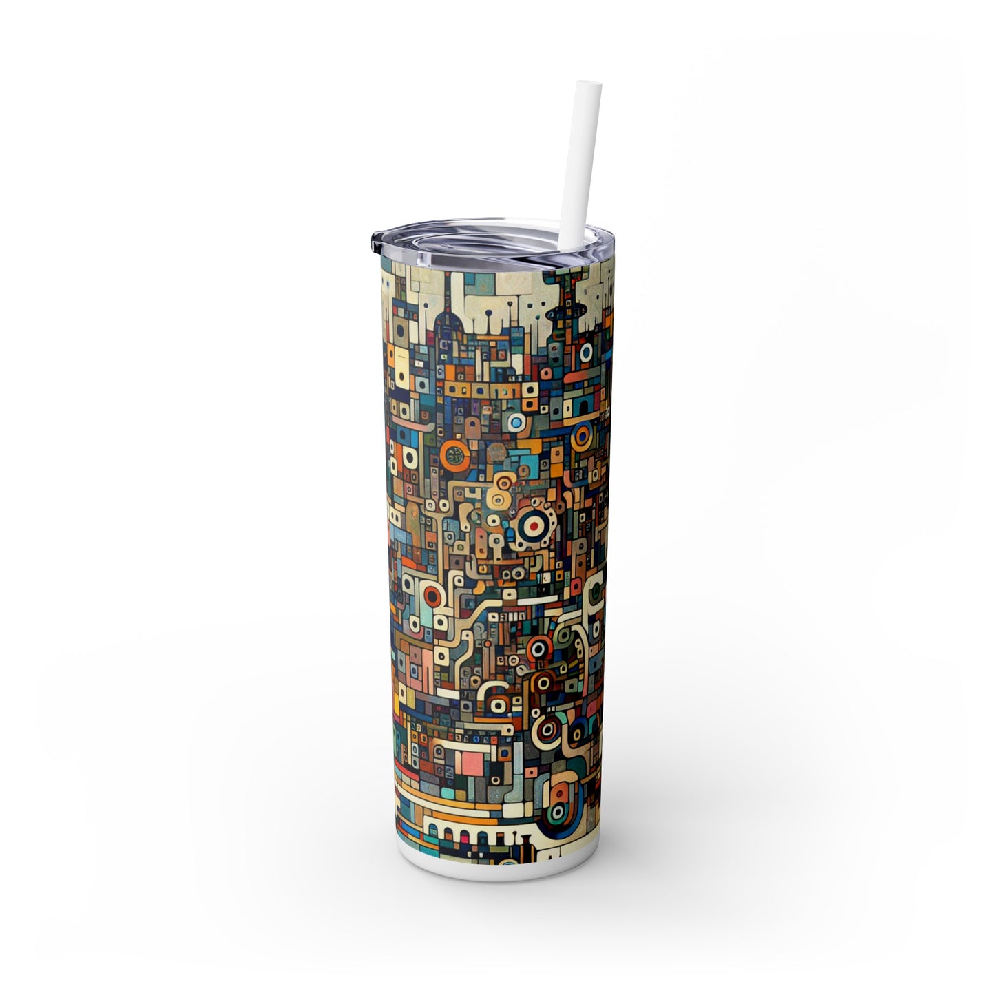 "Neon Nights: Art Brut Reflection of Urban Chaos" - The Alien Maars® Skinny Tumbler avec paille 20oz Art Brut