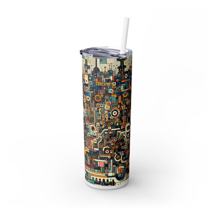 "Neon Nights: Art Brut Reflection of Urban Chaos" - The Alien Maars® Skinny Tumbler avec paille 20oz Art Brut