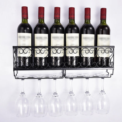 Estante de vino de metal para montaje en pared, bandeja para botellas de vino con puerta de cristal, decoración de Bar para el hogar