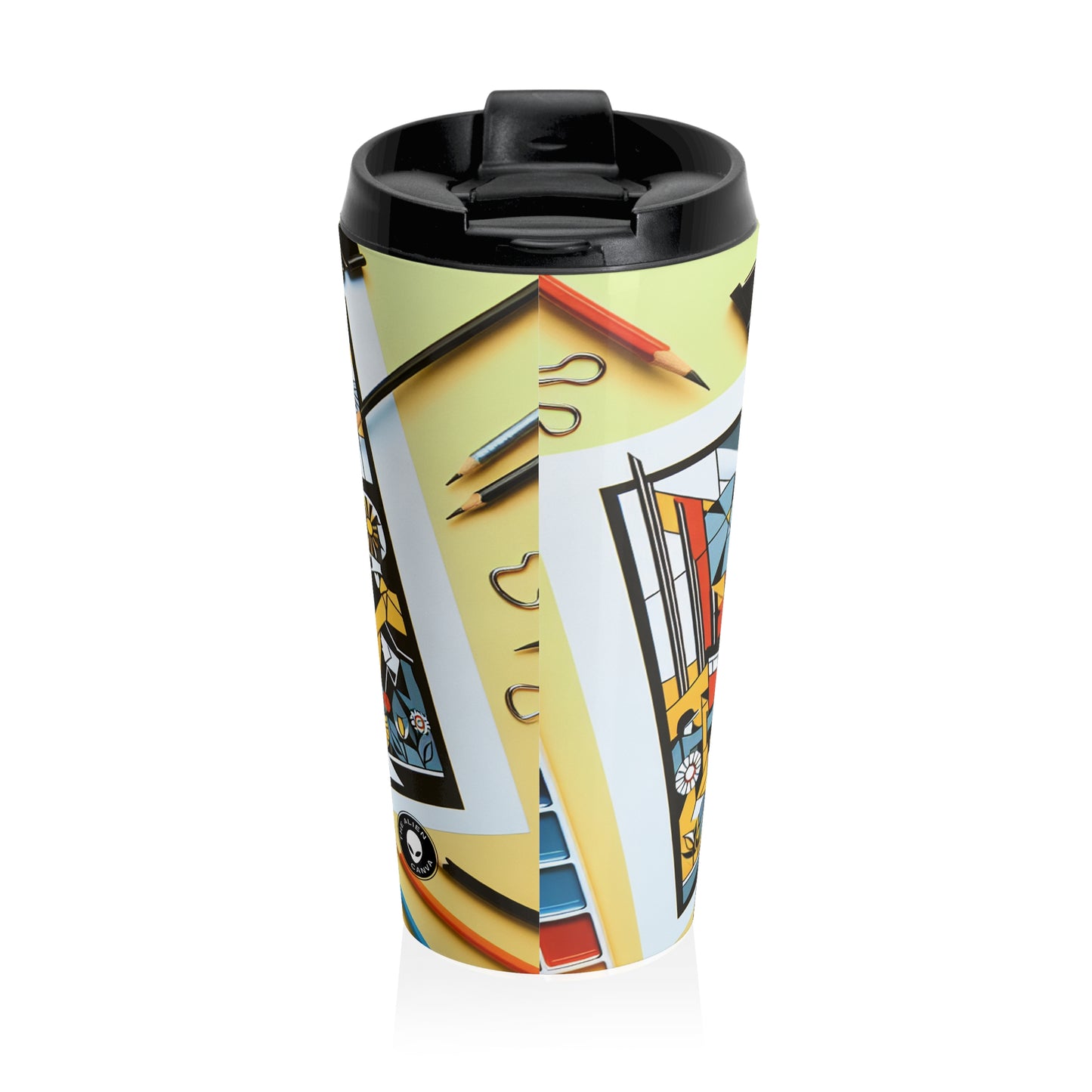 "Constructive City: A Vibrant Celebration of Urban Progress" - The Alien Stainless Steel Travel Mug Constructivism