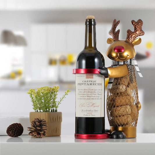 Casier à vin en fer forgé, casier à vin d'élan de noël, artisanat de décoration