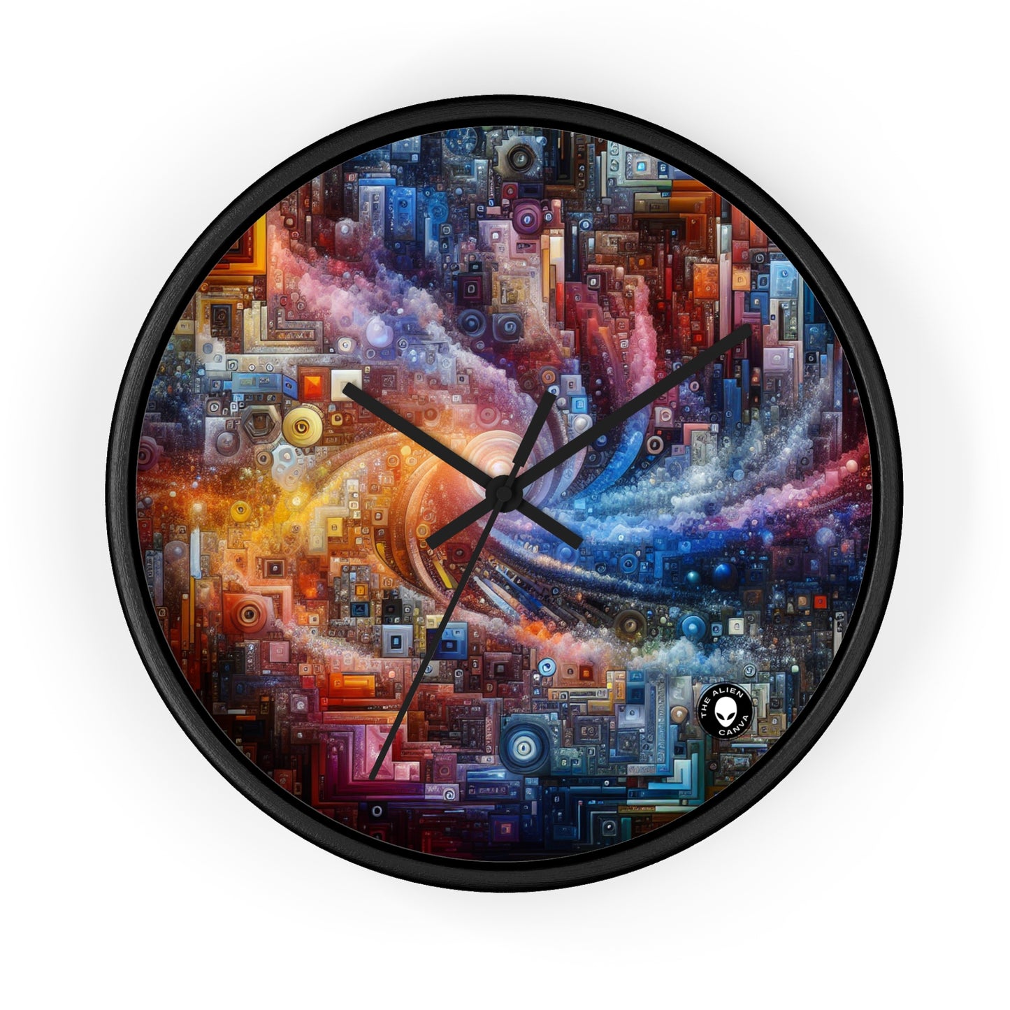 "Noches de ciudades futuristas: una metrópolis deslumbrante de innovación e imaginación" - The Alien Wall Clock Digital Art