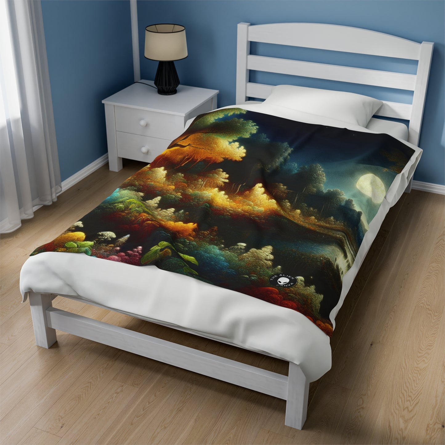 "Light and Dark in the Moonlight" - The Alien Velveteen Plush Blanket Post-Impressionism