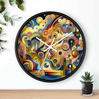 "Pequeño pueblo en una pecera" - El reloj de pared alienígena Surrealismo ingenuo