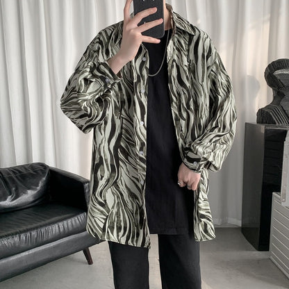 Men's Lazy Draped Leopard Print Shirt