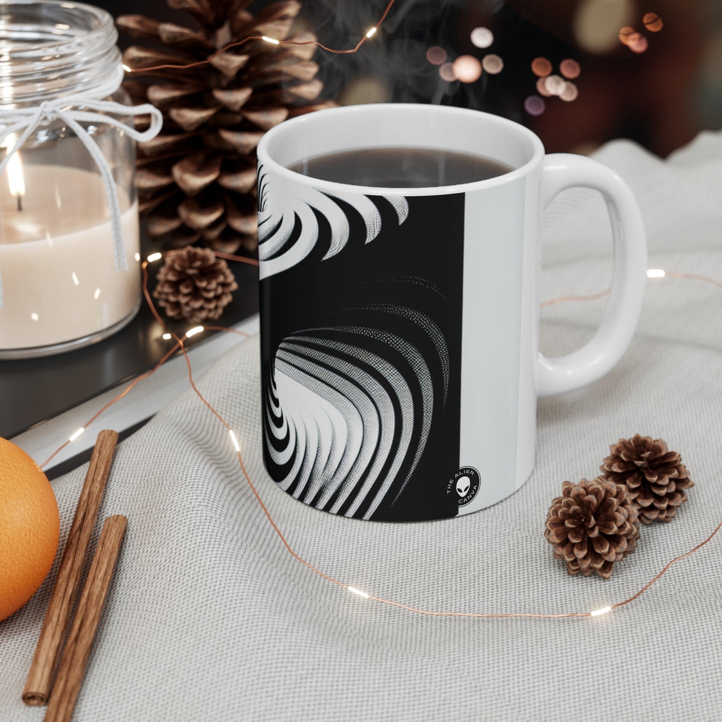 "Cube convolutif : une illusion d'optique de mouvement incessant" - La tasse en céramique Alien 11oz Op Art