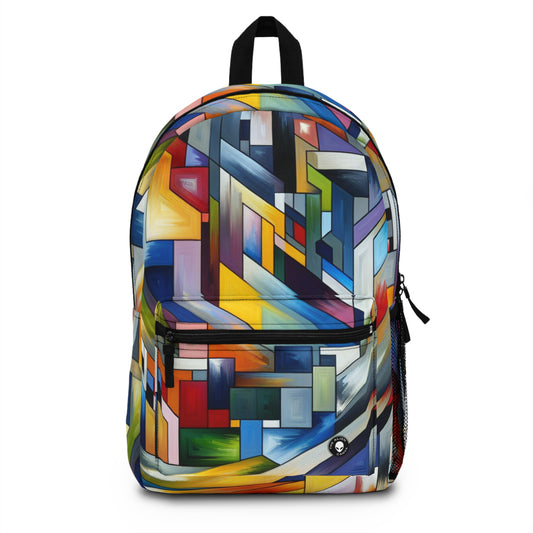 "City Pulse: A Vibrant Nighttime Geometric Journey" - The Alien Backpack Hard-edge Painting