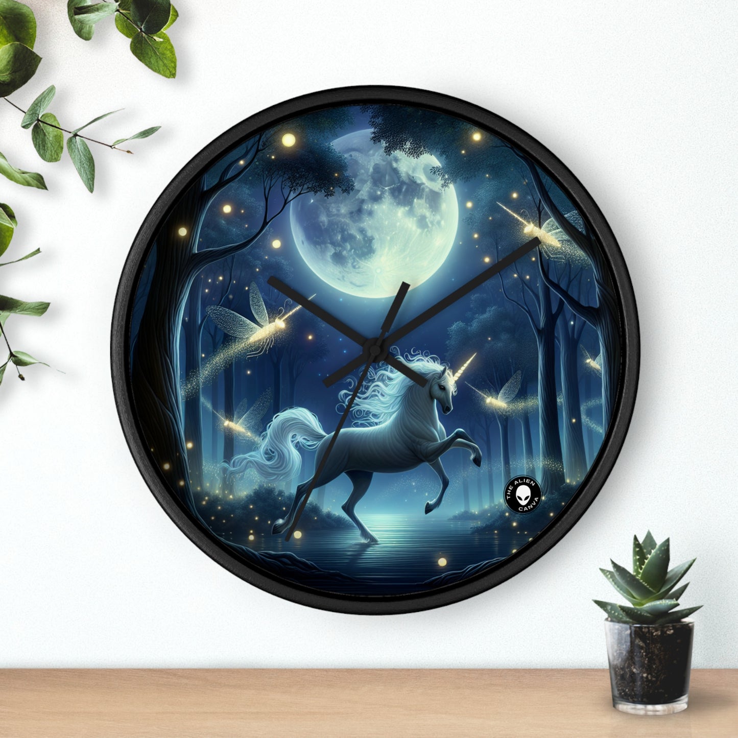 "Enchanted Moonlit Forest" - The Alien Wall Clock