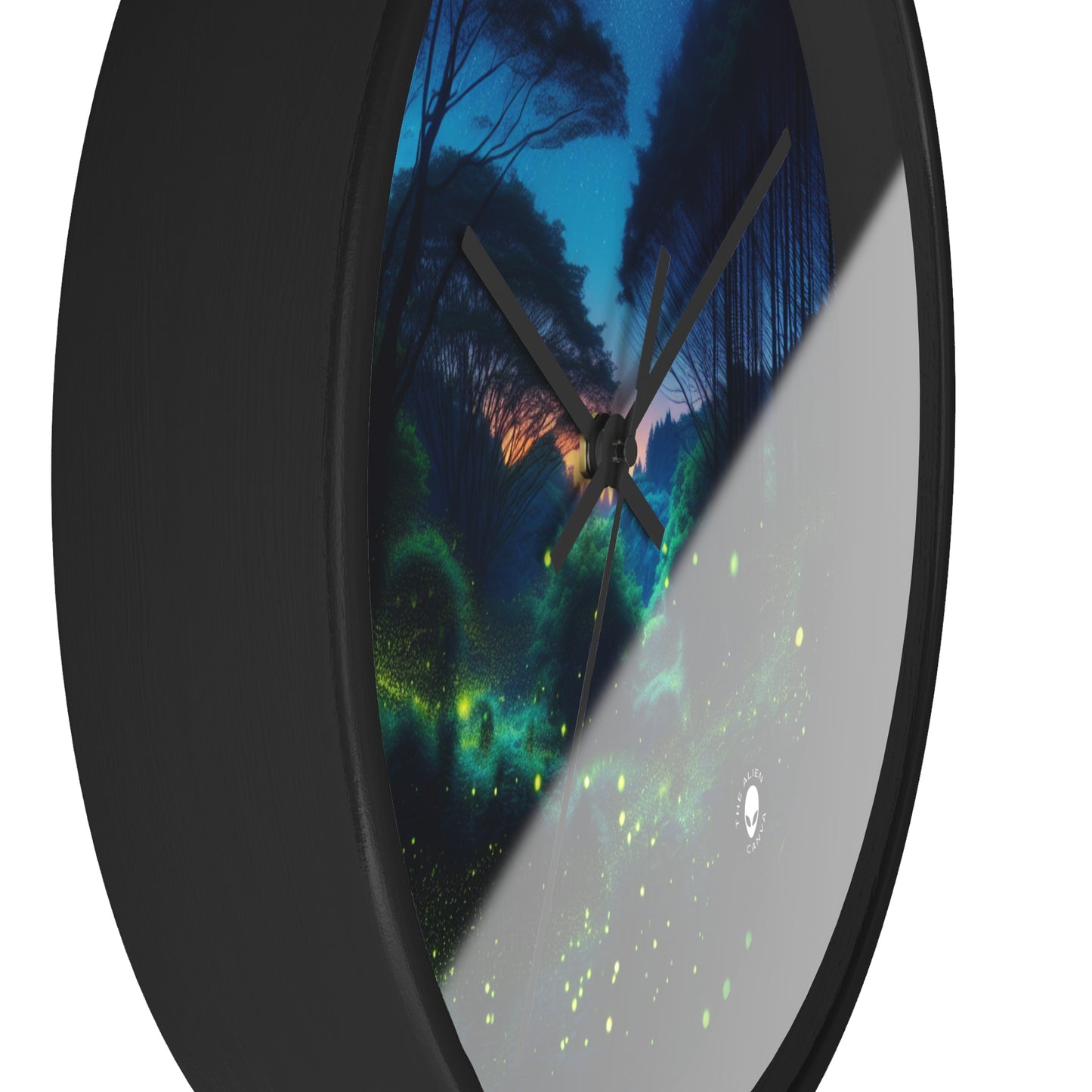 "Enchanted Night: Fireflies in the Forest" - The Alien Wall Clock