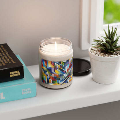 "City Pulse: A Vibrant Nighttime Geometric Journey" - The Alien Scented Soy Candle 9oz Hard-edge Painting