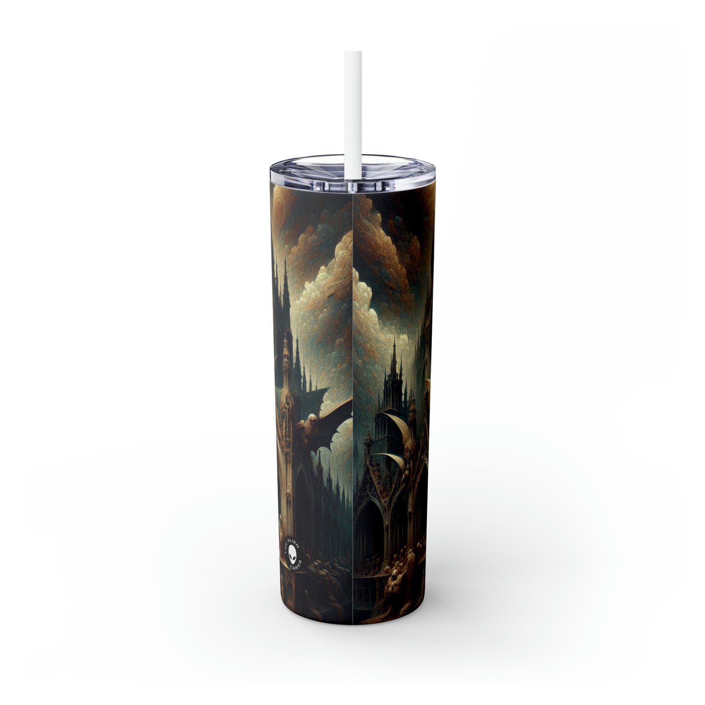 - The Alien Maars® Skinny Tumbler with Straw 20oz Gothic Art