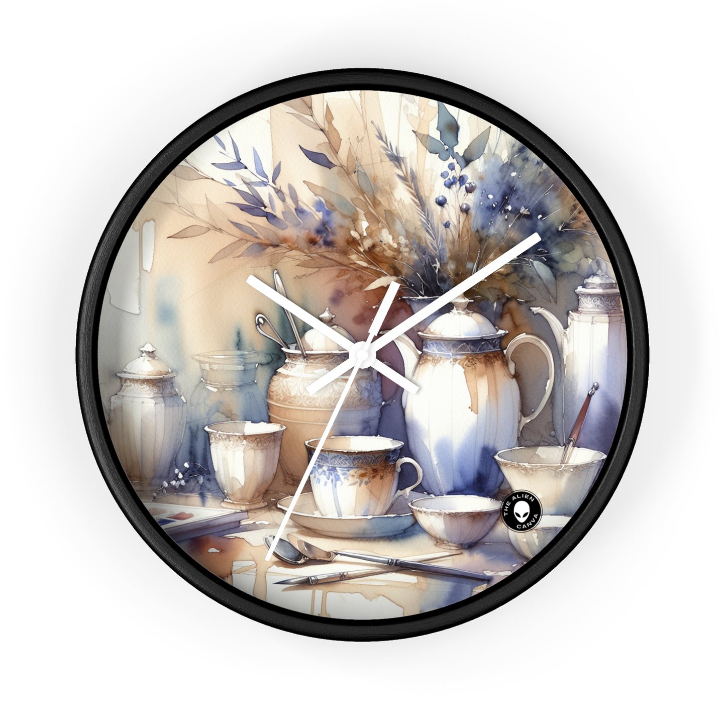 "A Tranquil Sunset by the Riverside" - The Alien Wall Clock Watercolor Painting