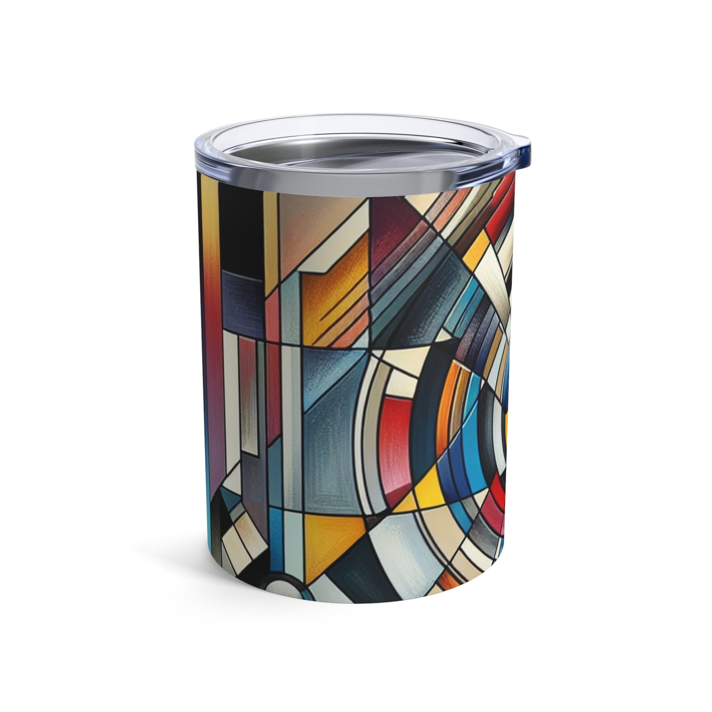 "Luces de la ciudad: Anochecer geométrico" - The Alien Tumbler 10oz Abstracción geométrica