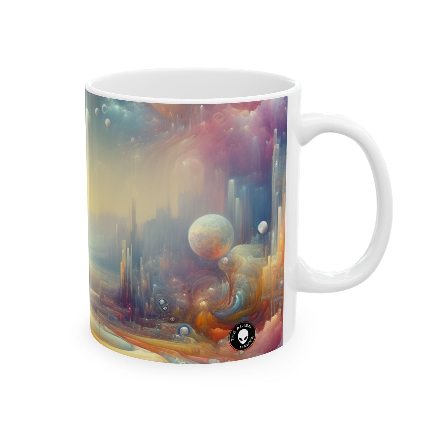 "Dreamscape Delights: A Surreal Painting" - Taza de cerámica The Alien de 11 oz