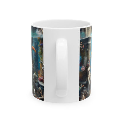 « Seascape Serenity : Un havre sous-marin » - Tasse en céramique Alien 11 oz