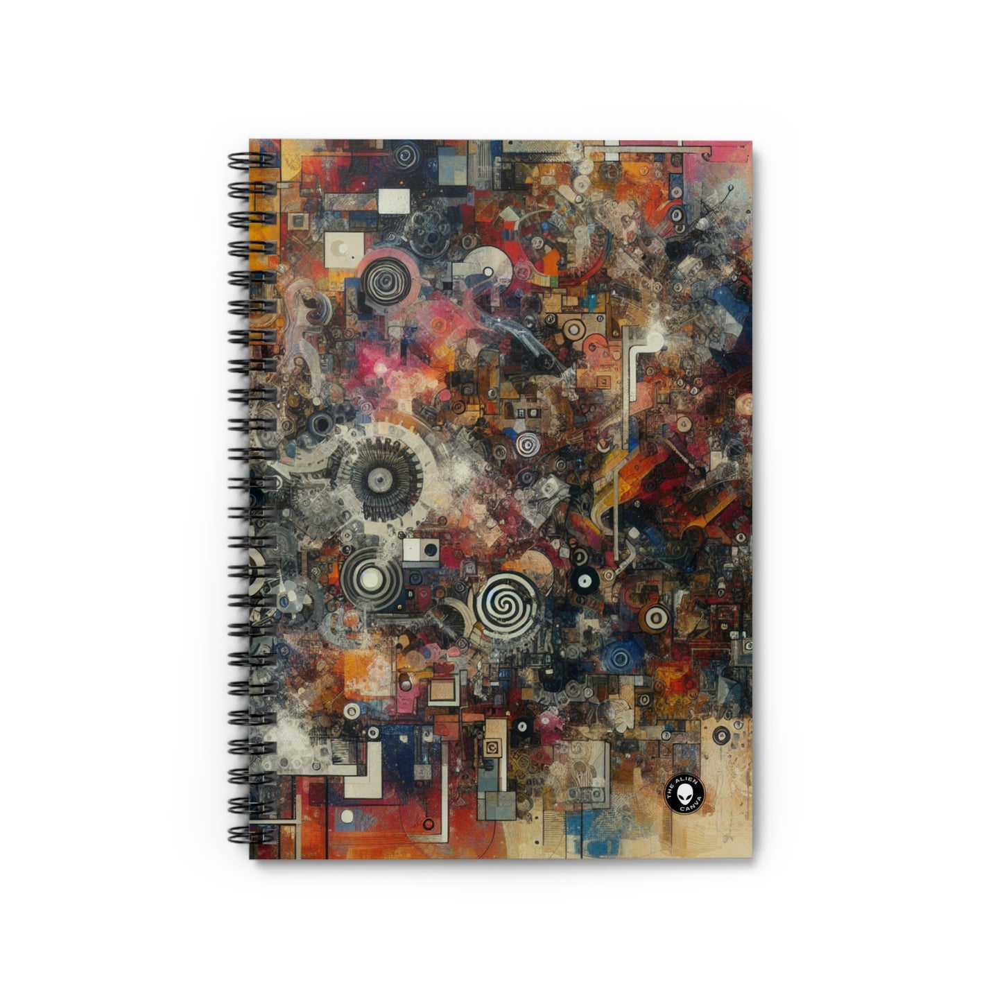 "Chaos Collage: A Neo-Dada Exploration" - The Alien Spiral Notebook (Ruled Line) Neo-Dada