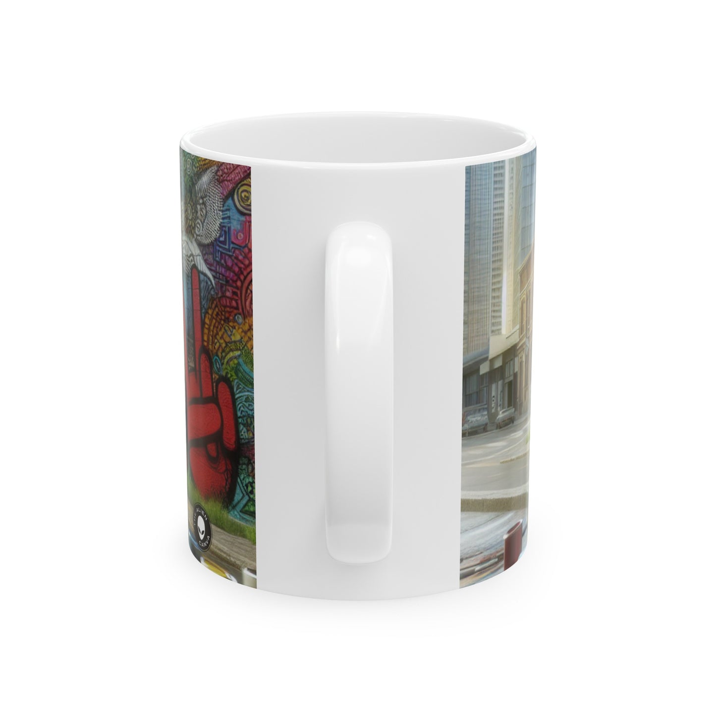 "Galactic Graffiti: A Cosmic Street Art Mural" - The Alien Ceramic Mug 11oz Street Art