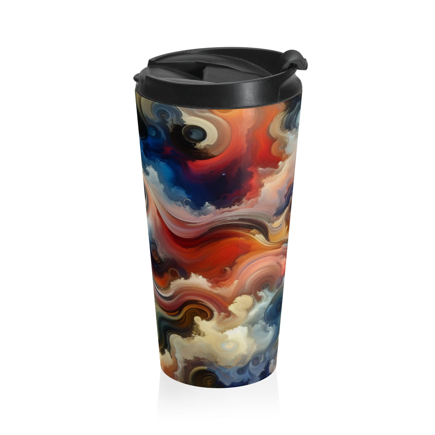 "Chaotic Balance: A Universe of Color" - The Alien Stainless Steel Travel Mug Abstract Art Style