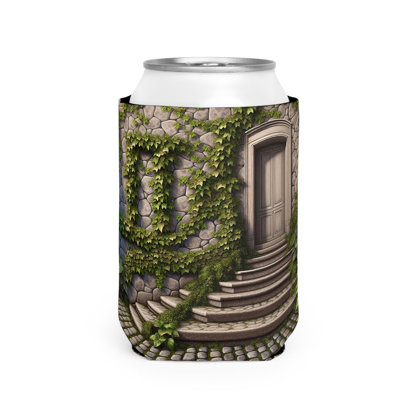 "Trompe-L'oeil Ivy Wall" - Trompe-l'oeil con funda para enfriador de latas alienígena