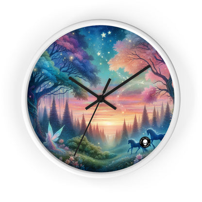 "Enchanted Dusk: A Magical Forest Painting" - The Alien Wall Clock