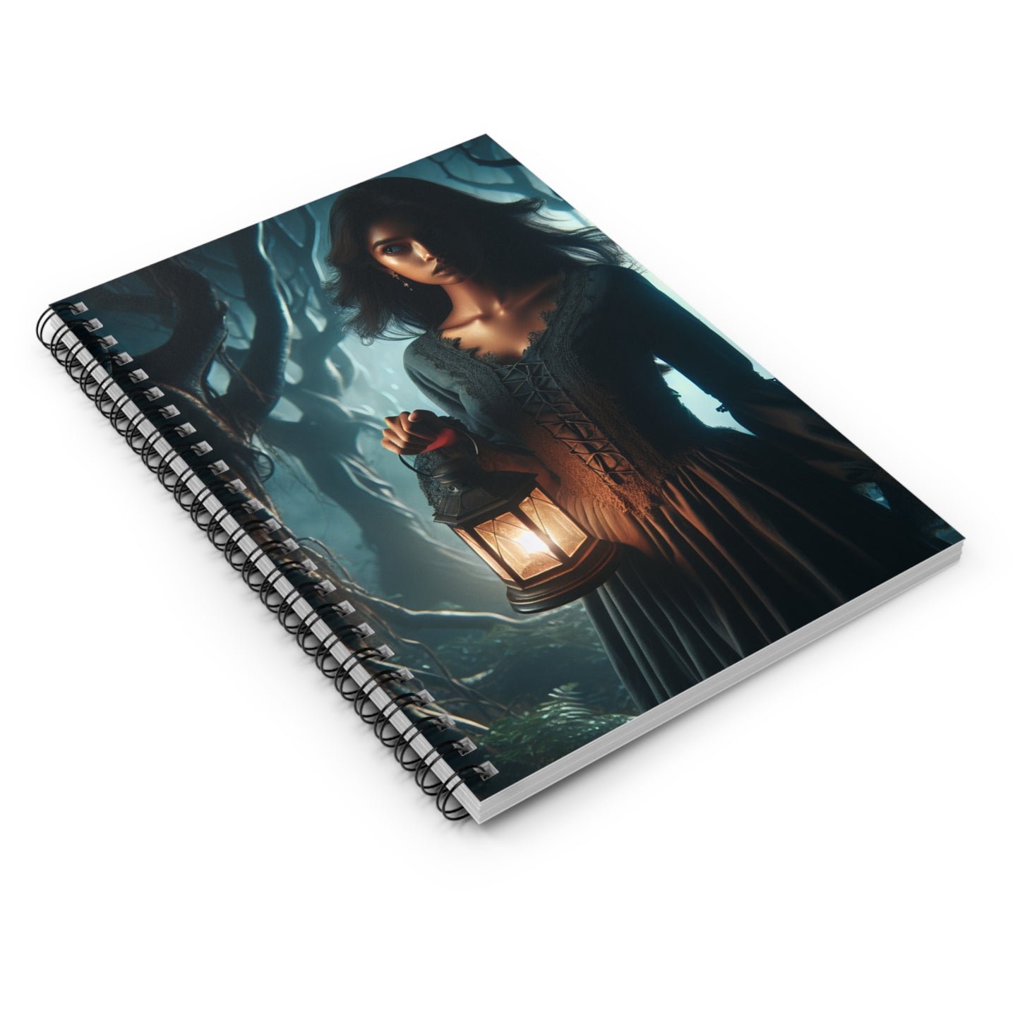 "Ready for Battle in the Twisted Woods" - The Alien Spiral Notebook (Ruled Line) Gothic Art Style