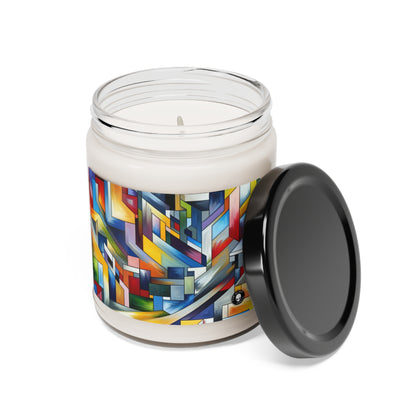 "City Pulse: A Vibrant Nighttime Geometric Journey" - The Alien Scented Soy Candle 9oz Hard-edge Painting