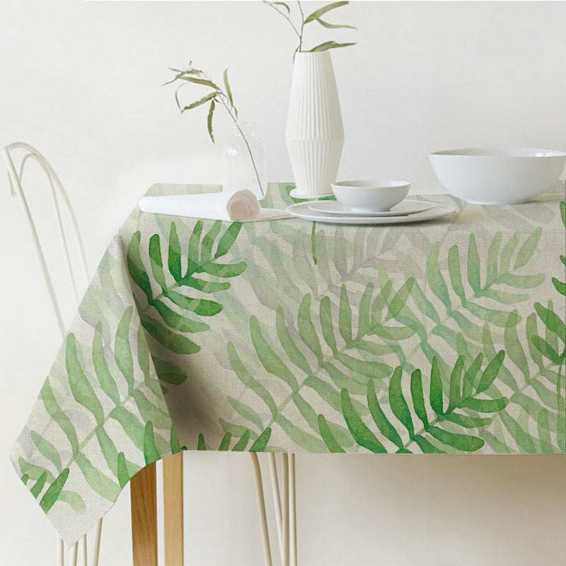 Norse Style Green Plant Leaf Tablecloth