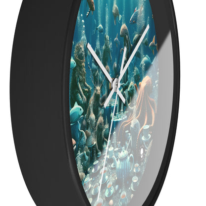 "La hora del té en el mar azul profundo" - El reloj de pared extraterrestre