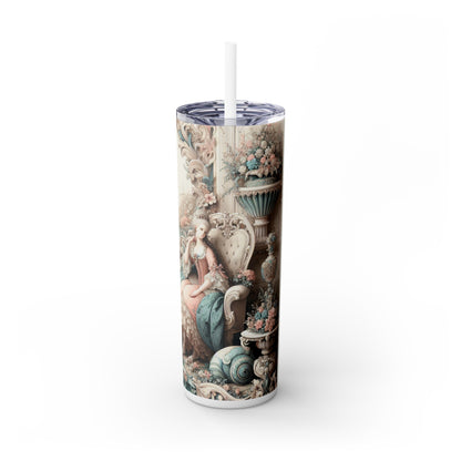 "Enchantment in Pastel Gardens: Rococo Fairy Princess" - The Alien Maars® Skinny Tumbler with Straw 20oz Rococo