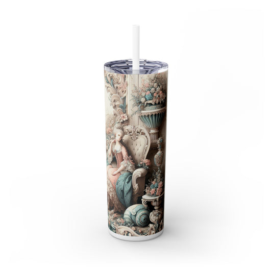 "Enchantment in Pastel Gardens: Rococo Fairy Princess" - The Alien Maars® Skinny Tumbler with Straw 20oz Rococo