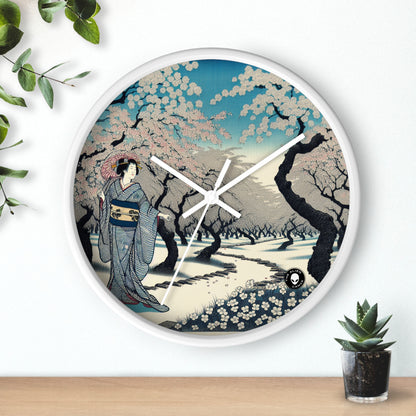 "Blossoming Sky" - L'horloge murale extraterrestre Ukiyo-e (impression japonaise sur bois)