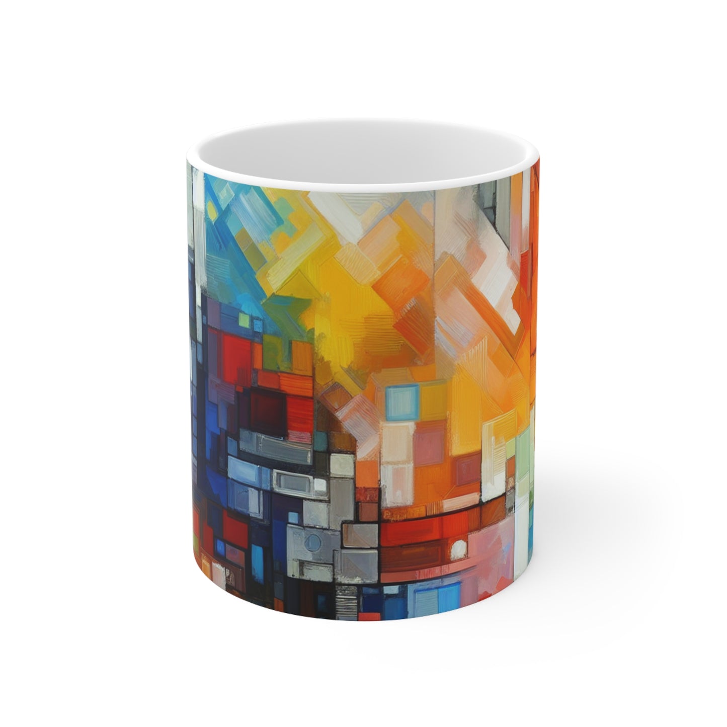 "Progreso optimista: una obra de arte abstracta" - La taza de cerámica alienígena 11oz Arte abstracto