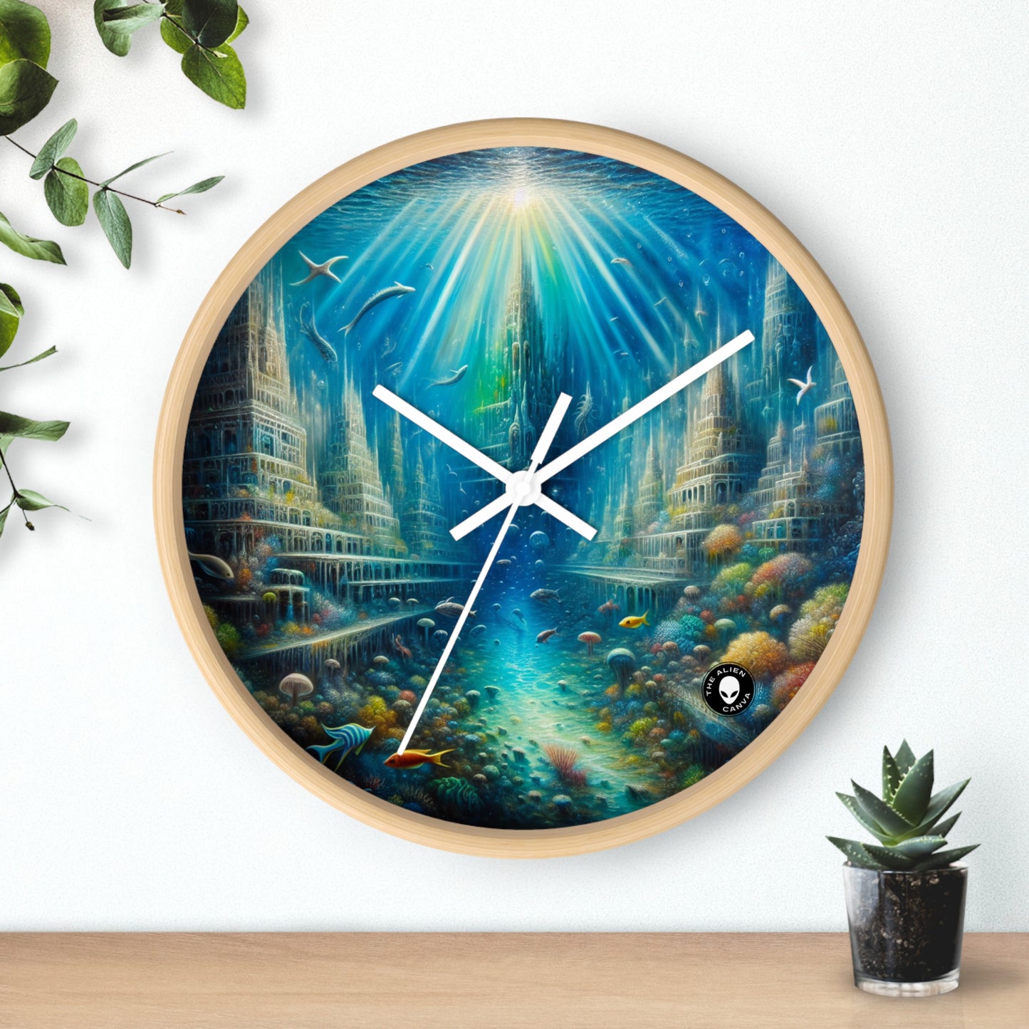 "La ville sous-marine enchantée" - L'horloge murale extraterrestre