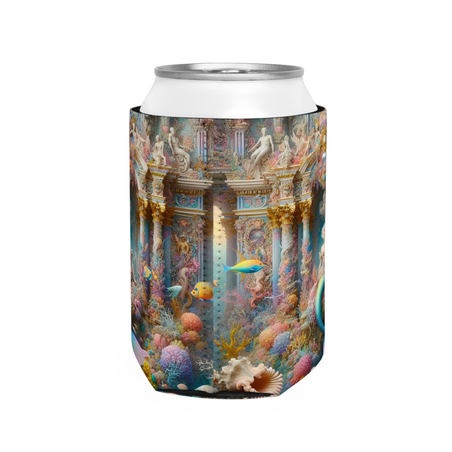 "Esplendor submarino: un palacio de sirenas rococó" - The Alien Can Cooler Sleeve estilo rococó