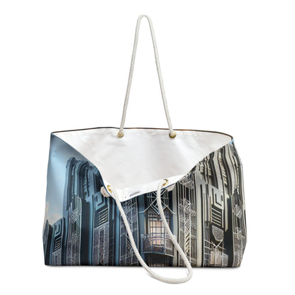 "Elegancia iluminadora: una calle de la ciudad Art Déco": el bolso Alien Weekender estilo Art Déco