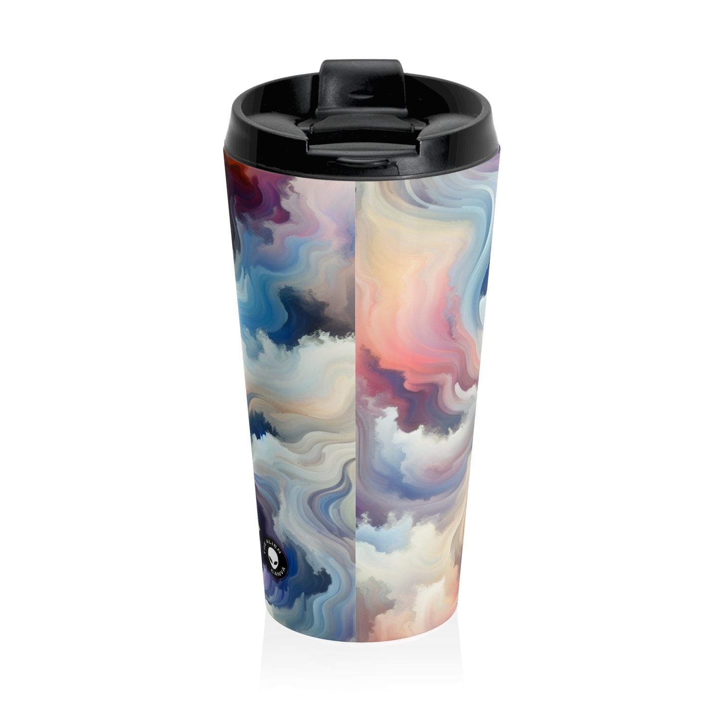 "Harmonie dans la nature : une abstraction lyrique" - La tasse de voyage Alien en acier inoxydable Abstraction lyrique