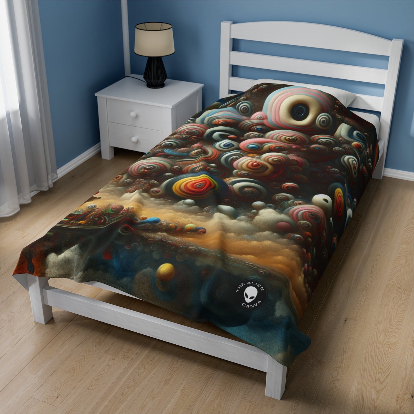 "Dreamscape Sojourn" - The Alien Velveteen Plush Blanket Surrealism